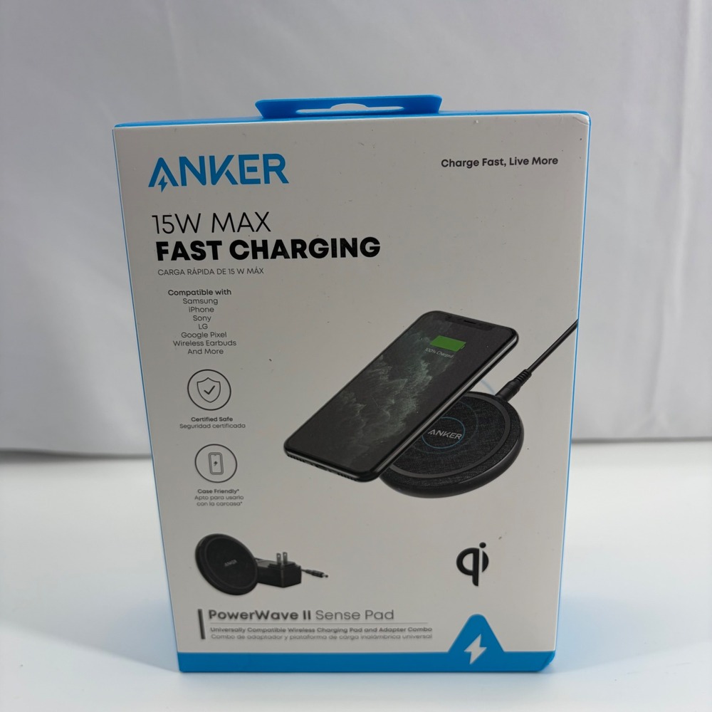 Anker PowerWave II Sense Pad 15W Max Fast Wireless Charging Pad B2519 Black